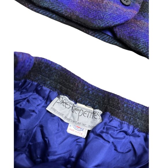 VINTAGE 70s 80s Prestige Petites Plaid 2 Piece Skirt Jacket Set Womens 8 Petite - Picture 6 of 7